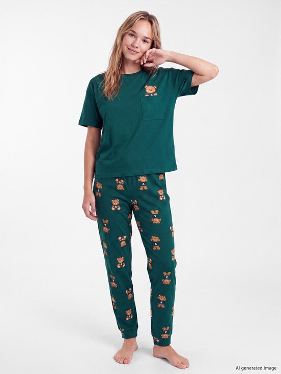 Pijama Takım YEŞİL BASKILI