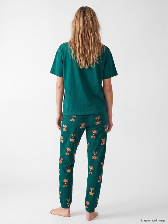 Pijama Takım YEŞİL BASKILI