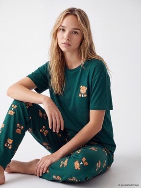 Pijama Takım YEŞİL BASKILI