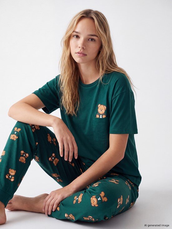 Pijama Takım YEŞİL BASKILI