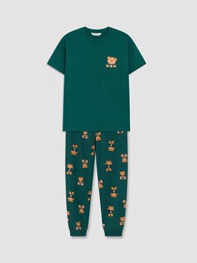 Pijama Takım YEŞİL BASKILI