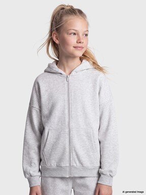 Fermuarlı Sweatshirt GRİ MELANJ