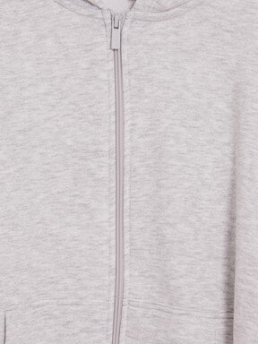 Fermuarlı Sweatshirt GRİ MELANJ
