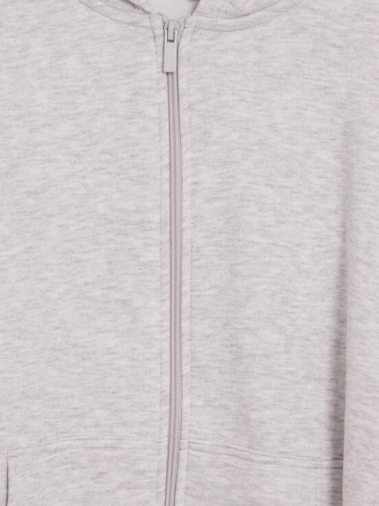 Fermuarlı Sweatshirt GRİ MELANJ