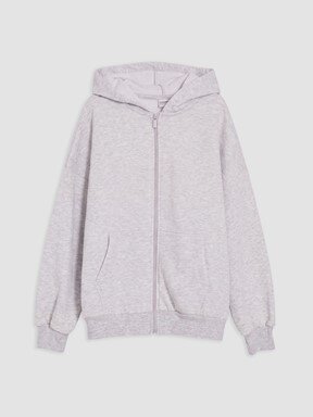 Fermuarlı Sweatshirt GRİ MELANJ