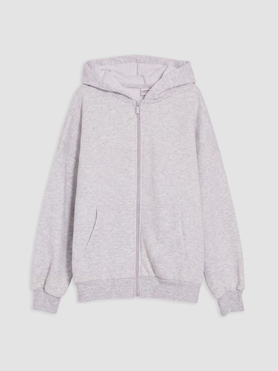 Fermuarlı Sweatshirt GRİ MELANJ