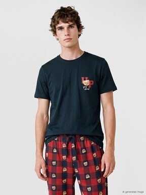 Pijama Takım LACİVERT BASKILI