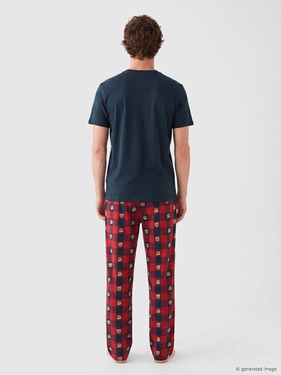 Pijama Takım LACİVERT BASKILI