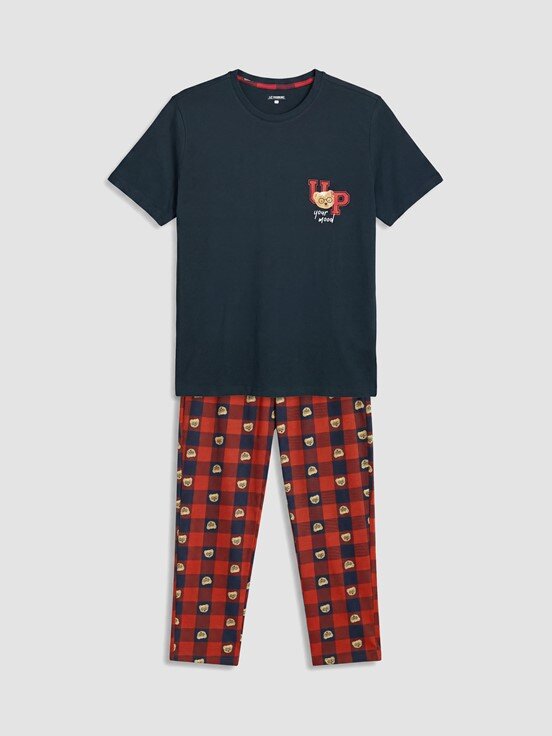 Pijama Takım LACİVERT BASKILI