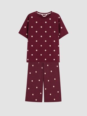 Kaprili Pijama Takımı BORDO BASKILI