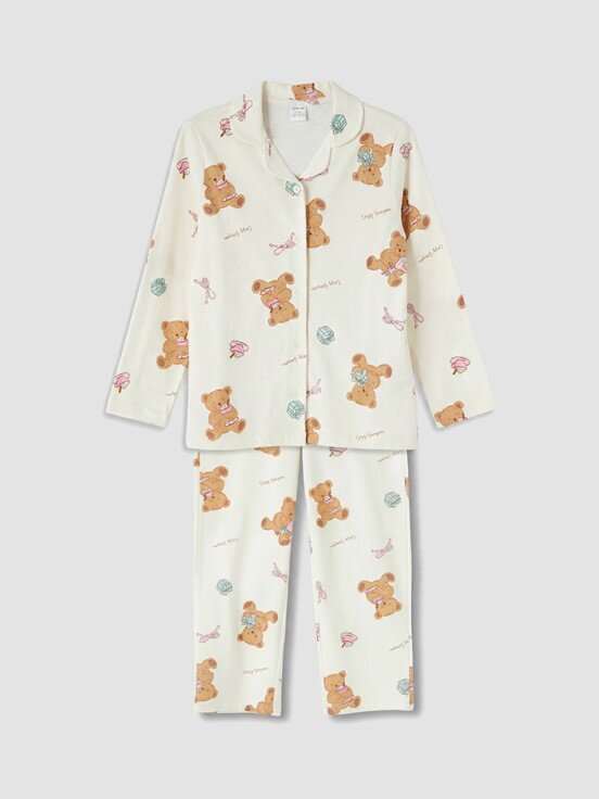 Pijama Takım AÇIK BEJ BASKILI