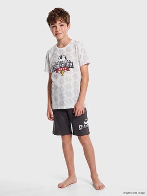 Şortlu Pijama Takımı BEYAZ BASKILI