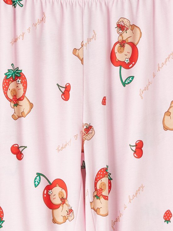 Pijama Takım PEMBE BASKILI