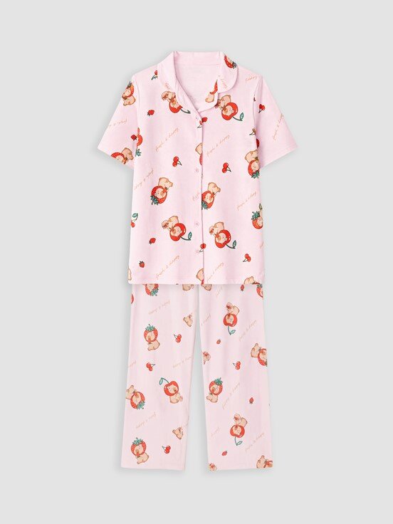 Pijama Takım PEMBE BASKILI