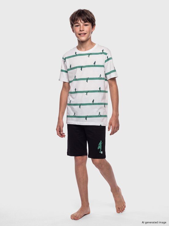 Şortlu Pijama Takımı BEYAZ BASKILI
