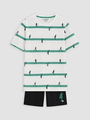 Şortlu Pijama Takımı BEYAZ BASKILI