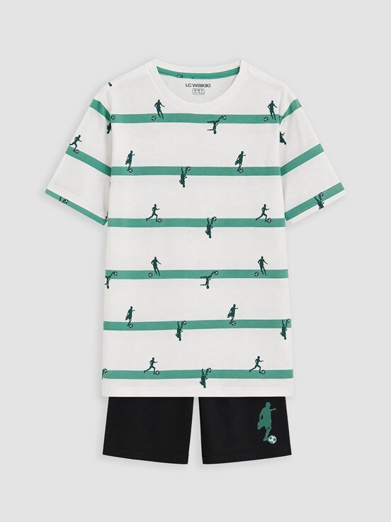 Şortlu Pijama Takımı BEYAZ BASKILI