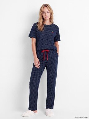 Pijama Takım LACİVERT BASKILI