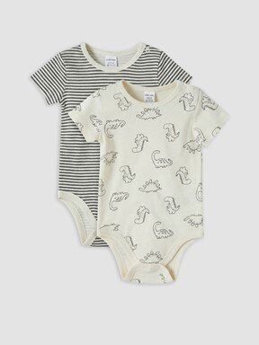 Çıtçıtlı Body KOYU KREM BASKILI