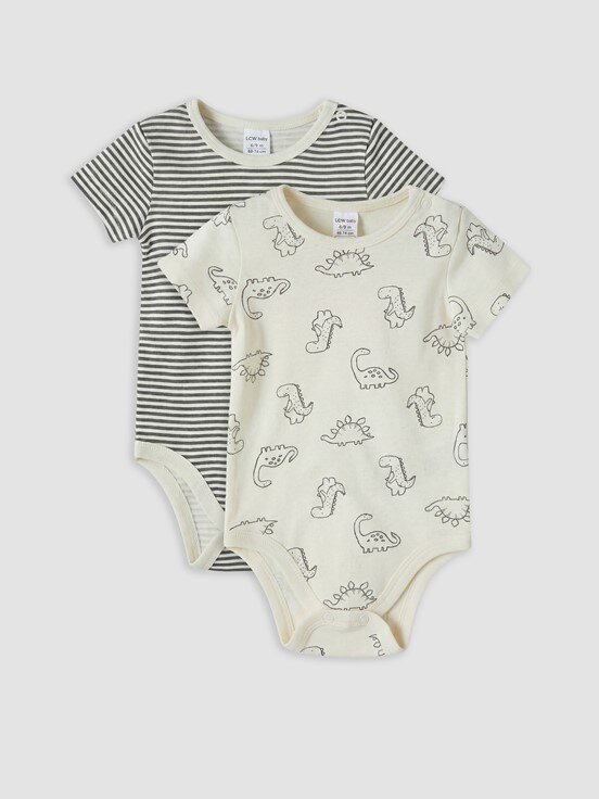 Çıtçıtlı Body KOYU KREM BASKILI