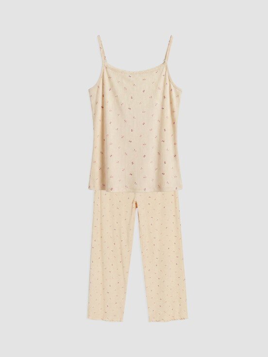 Pijama Takım BEJ BASKILI