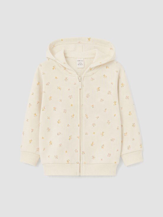 Fermuarlı Sweatshirt EKRU BASKILI