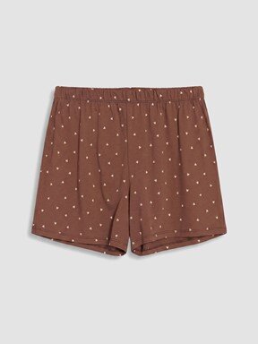 Şortlu Pijama Takımı AÇIK KAHVERENGİ BASKILI