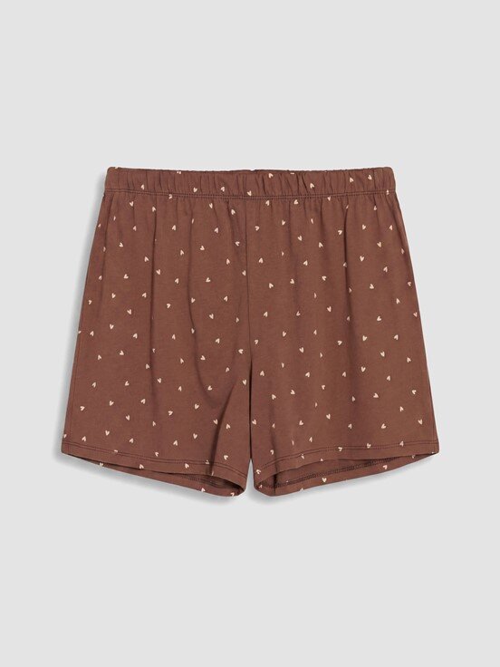 Şortlu Pijama Takımı AÇIK KAHVERENGİ BASKILI