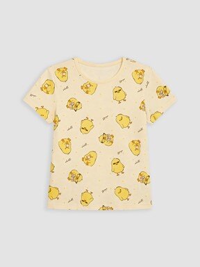 Şortlu Pijama Takımı AÇIK SARI BASKILI
