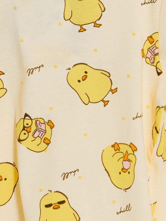 Şortlu Pijama Takımı AÇIK SARI BASKILI