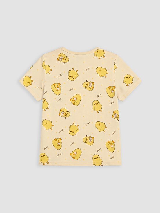 Şortlu Pijama Takımı AÇIK SARI BASKILI
