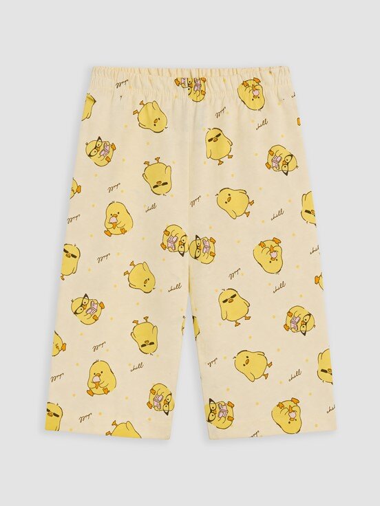 Şortlu Pijama Takımı AÇIK SARI BASKILI