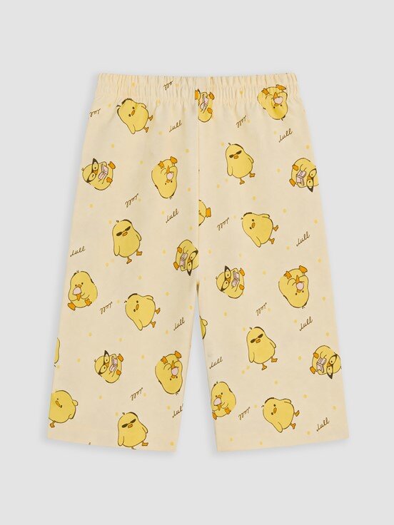 Şortlu Pijama Takımı AÇIK SARI BASKILI