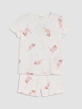 Şortlu Pijama Takımı EKRU BASKILI