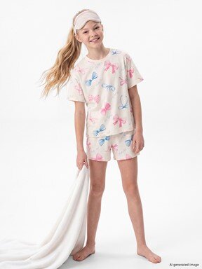 Şortlu Pijama Takımı EKRU BASKILI
