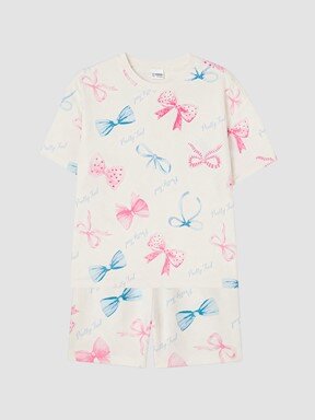 Şortlu Pijama Takımı EKRU BASKILI