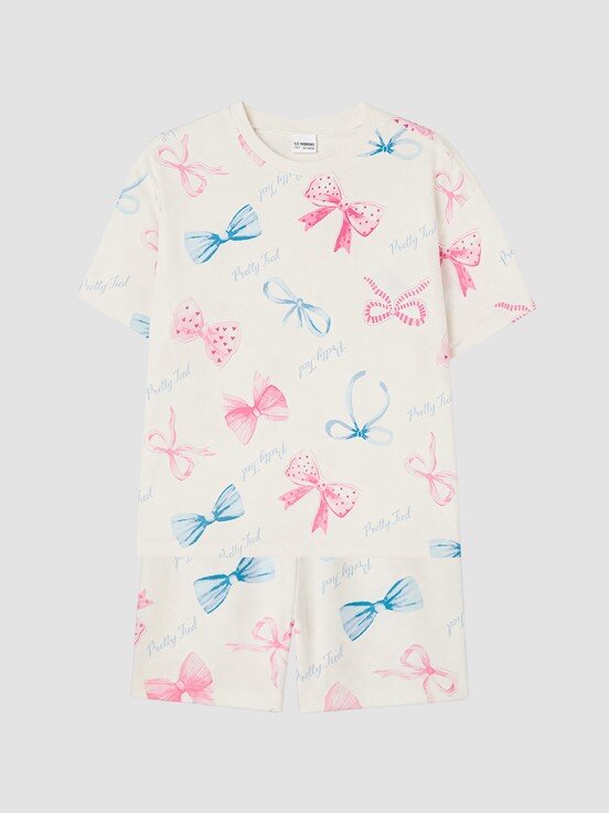 Şortlu Pijama Takımı EKRU BASKILI