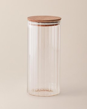 Lunel Optikli Silindir Cam Kavanoz - 1500ML - Büyük Boy