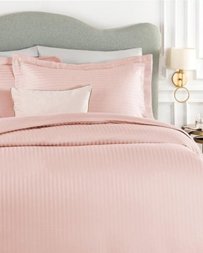 Elicia Super King Size Çizgili Saten Nevresim Takımı
