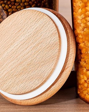 Yuviera 900ml Ahşap Kapaklı Saklama Kabı 3'lü