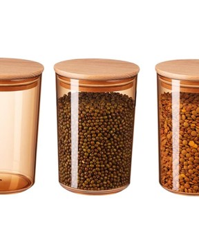 Yuviera 900ml Ahşap Kapaklı Saklama Kabı 3'lü