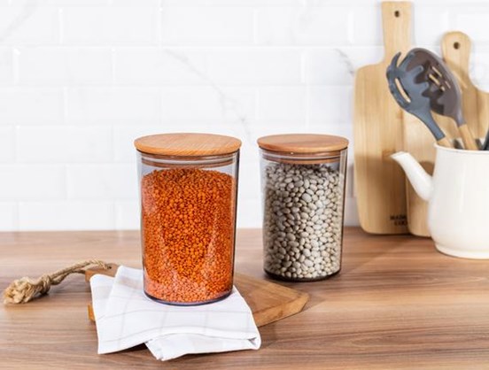Yuviera 1500ml Ahşap Kapaklı Saklama Kabı 2'li