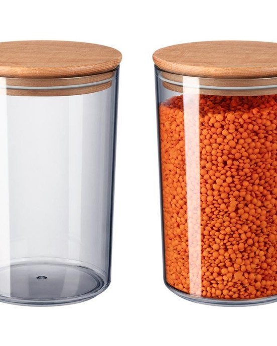 Yuviera 1500ml Ahşap Kapaklı Saklama Kabı 2'li