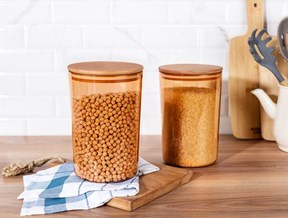 Yuviera 2300ml Ahşap Kapaklı Saklama Kabı 2'li