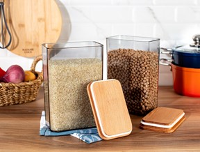 Diviera 2000ml Ahşap Kapaklı Saklama Kabı 2'li