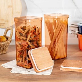 Kaviera 500ml Ahşap Kapaklı Saklama Kabı 3'lü