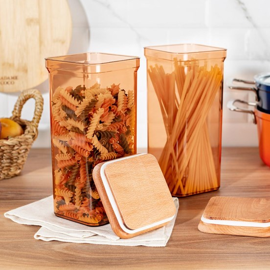 Kaviera 500ml Ahşap Kapaklı Saklama Kabı 3'lü