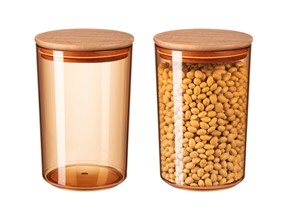 Kaviera 500ml Ahşap Kapaklı Saklama Kabı 3'lü