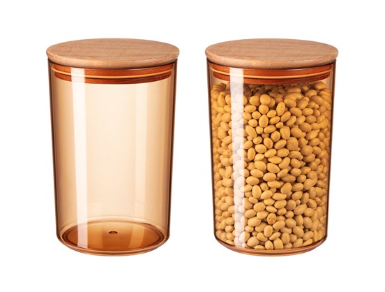 Kaviera 500ml Ahşap Kapaklı Saklama Kabı 3'lü