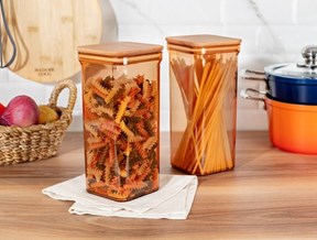 Kaviera 1500ml Ahşap Kapaklı Saklama Kabı 2'li
